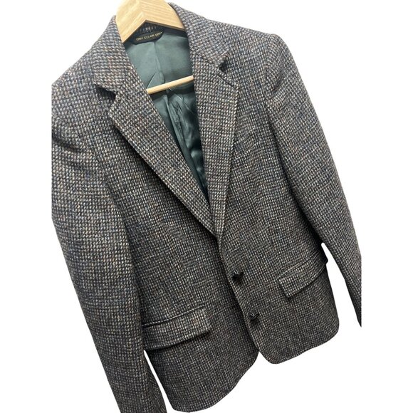 Harris Tweed Vintage 90's Gray Wool Houndstooth Tailored Blazer - Picture 1 of 9
